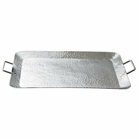 TARIFA Hammered Rectangle Serving Tray with Handles, Silver TA3648372